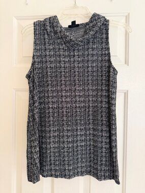 J Jill Wearever Collection Knit Black White Sleeveless Cowl Neck Top S